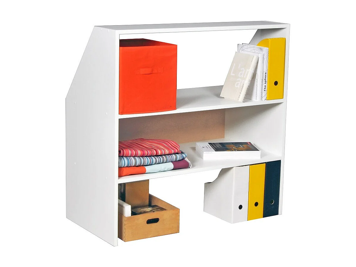 Meuble de rangement sous pente ALIX, H. 100 x L. 100 x P. 50 cm, Blanc
