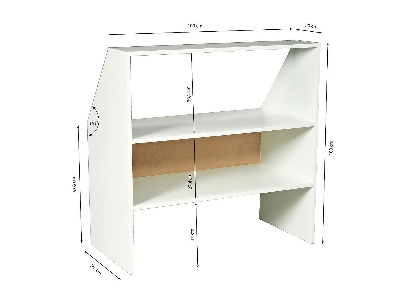 Meuble de rangement sous pente ALIX, H. 100 x L. 100 x P. 50 cm, Blanc