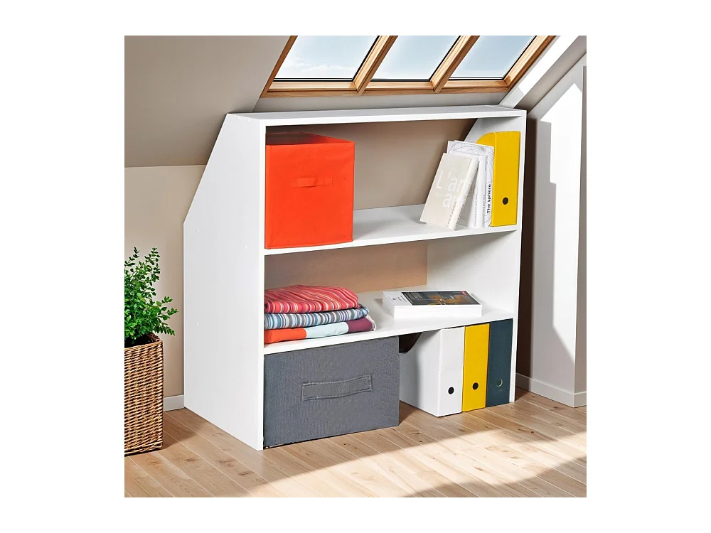 Meuble de rangement sous pente ALIX, H. 100 x L. 100 x P. 50 cm, Blanc
