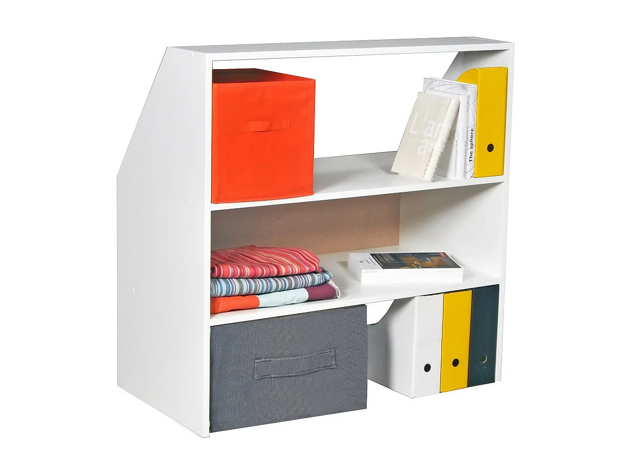 Meuble de rangement sous pente ALIX, H. 100 x L. 100 x P. 50 cm, Blanc