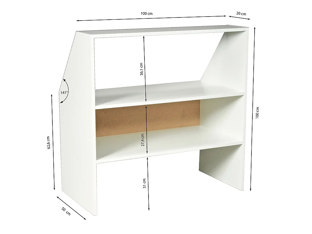 Meuble de rangement sous pente ALIX, H. 100 x L. 100 x P. 50 cm, Blanc