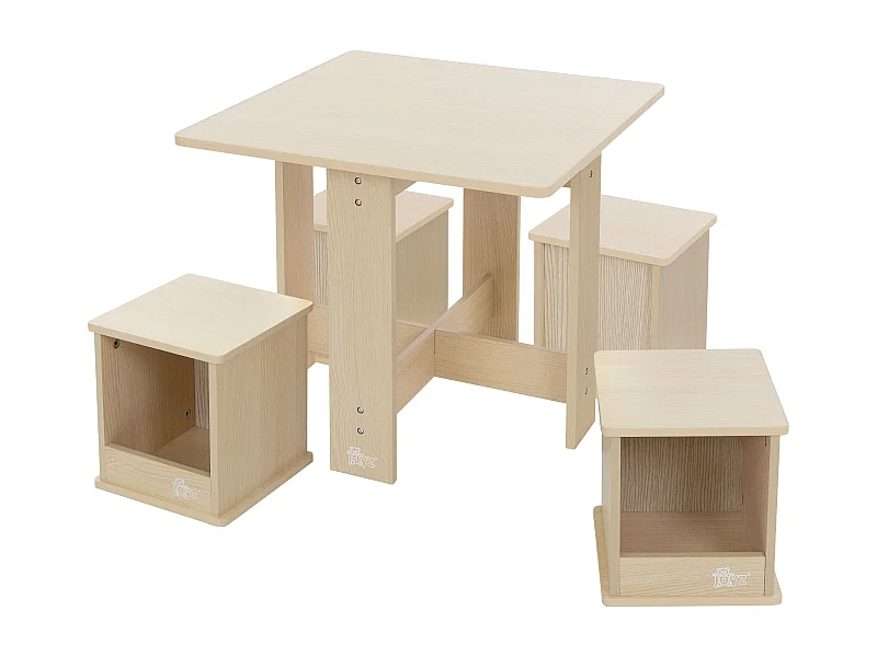 5 Pièces ensemble de meubles Joyz espace de rangement table à dessin 4 tabourets