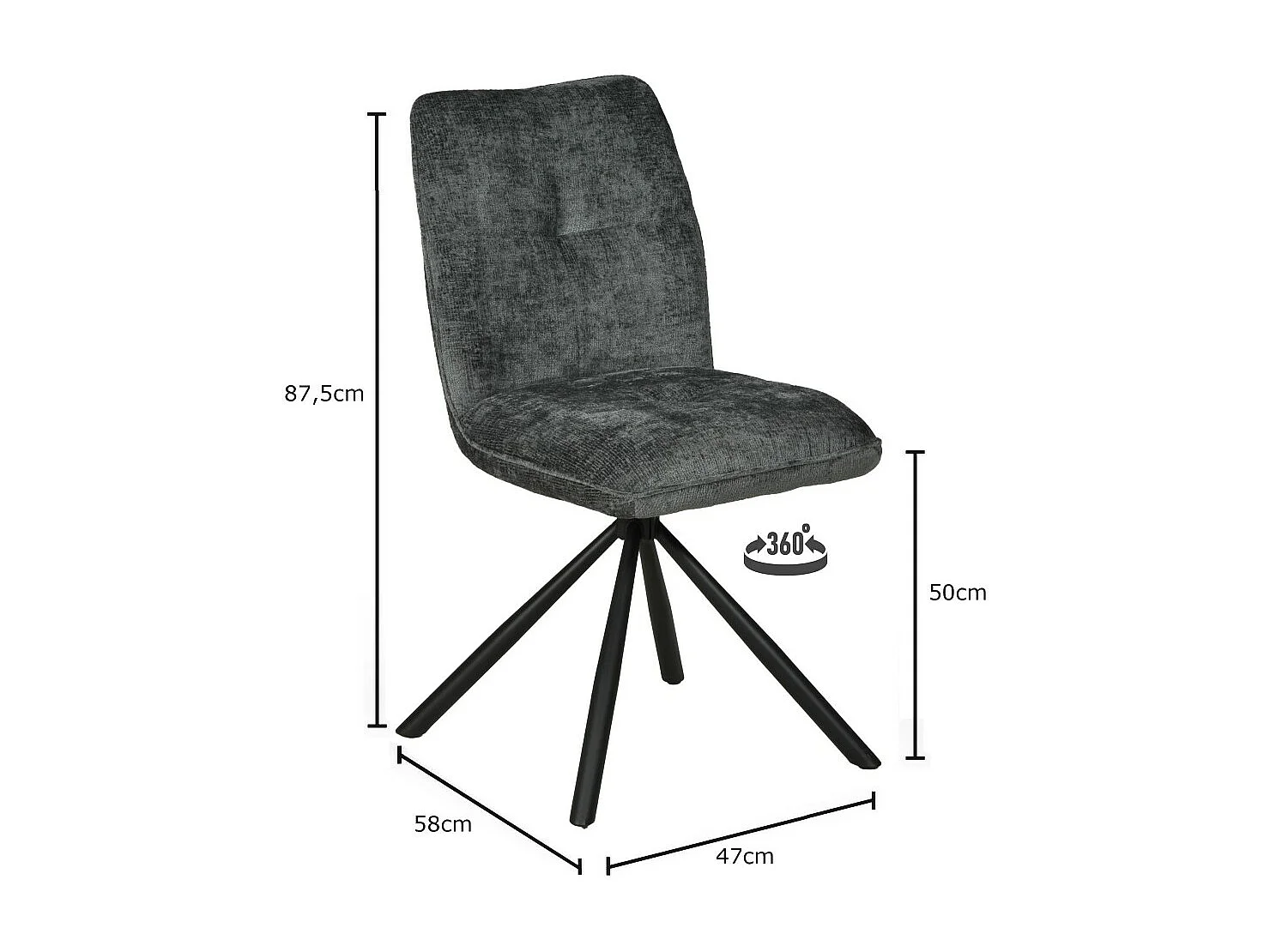 Chaise pivotante de salle à manger CORTINA / Gris foncé