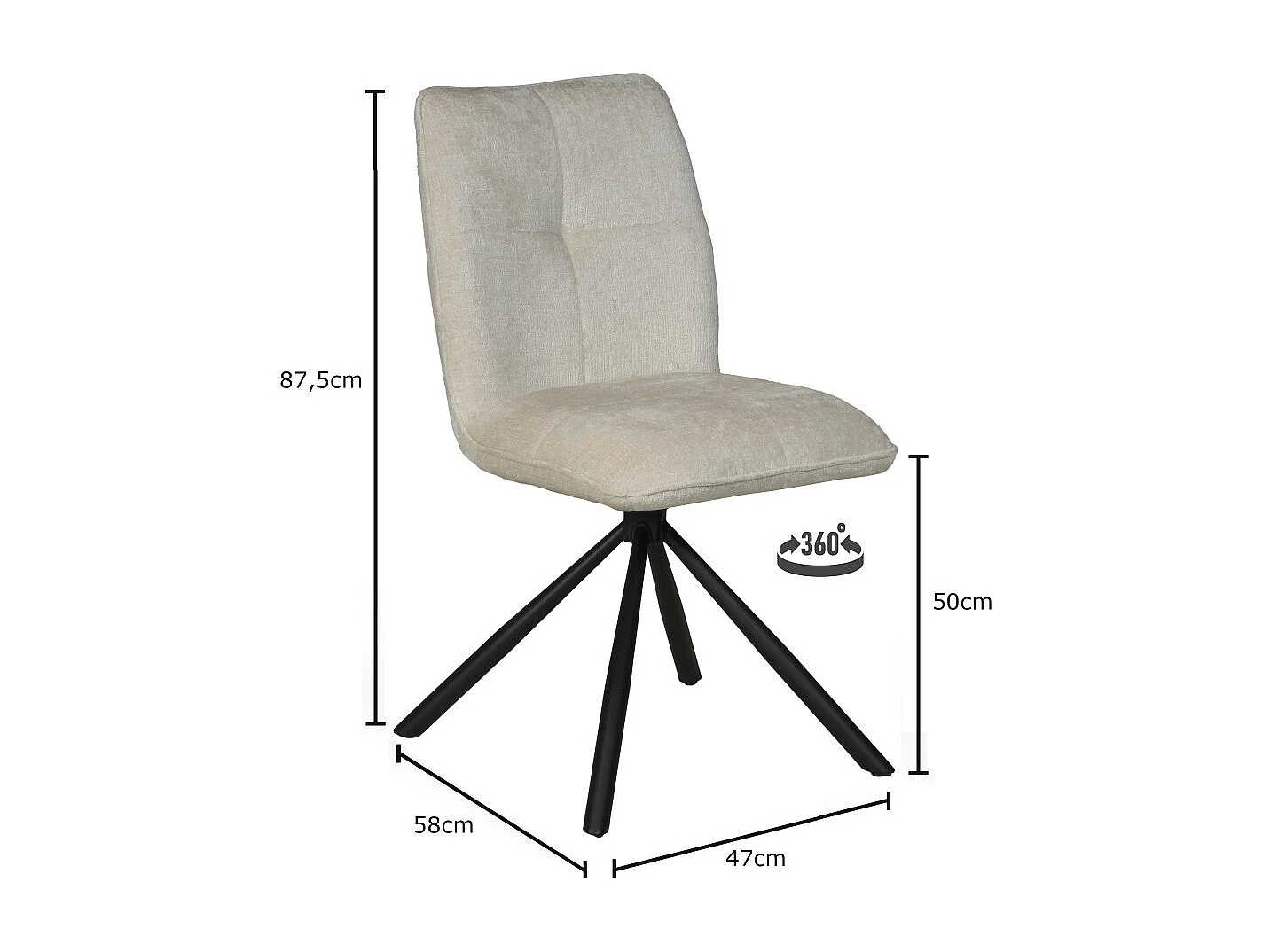 Chaise pivotante de salle à manger CORTINA / Beige