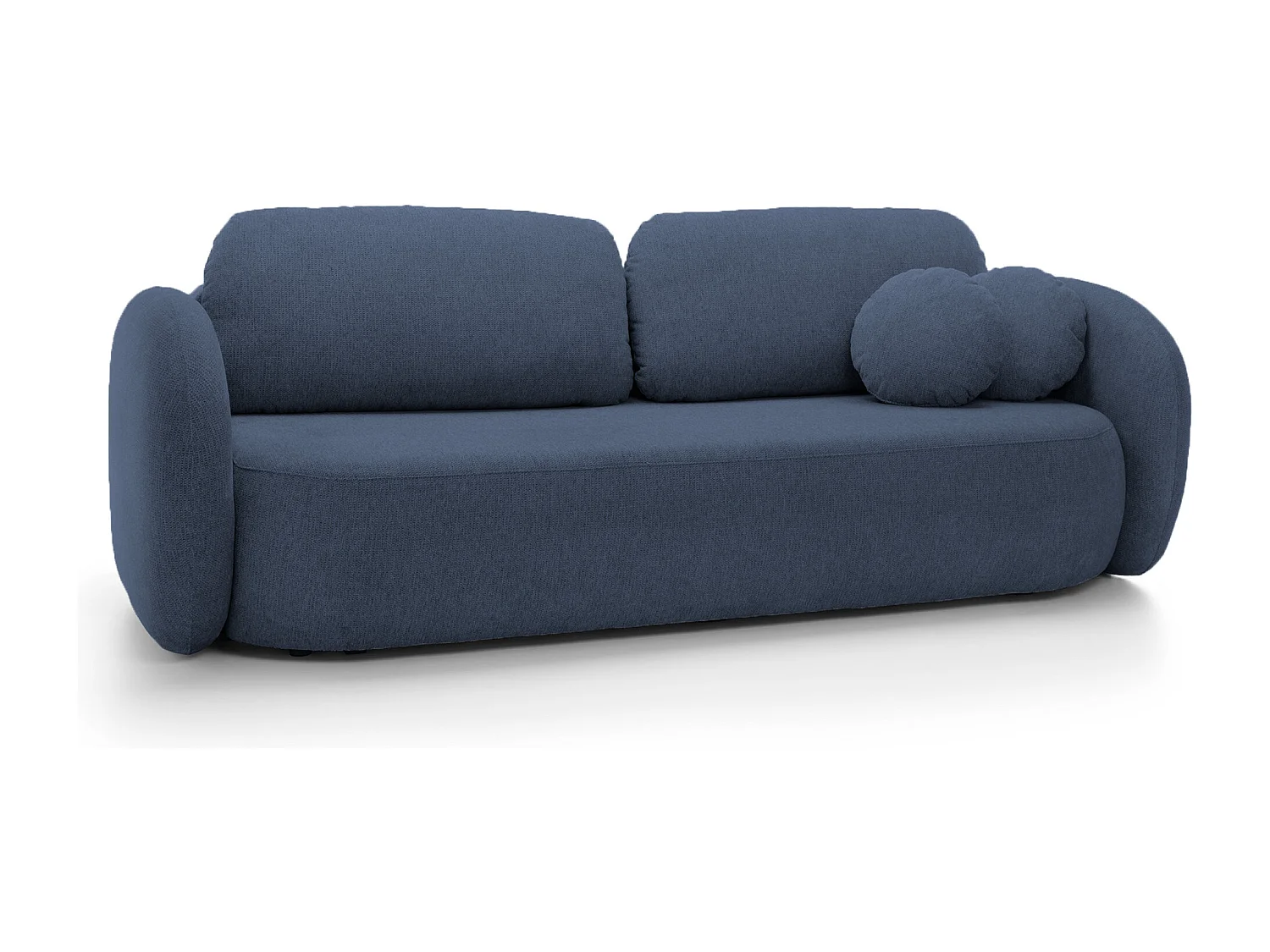 Sofa OLIO Schlafsofa mit Bettkasten, Dekokissen, Klappfunktion, skandinavisches Design, Farbe: BLAU
