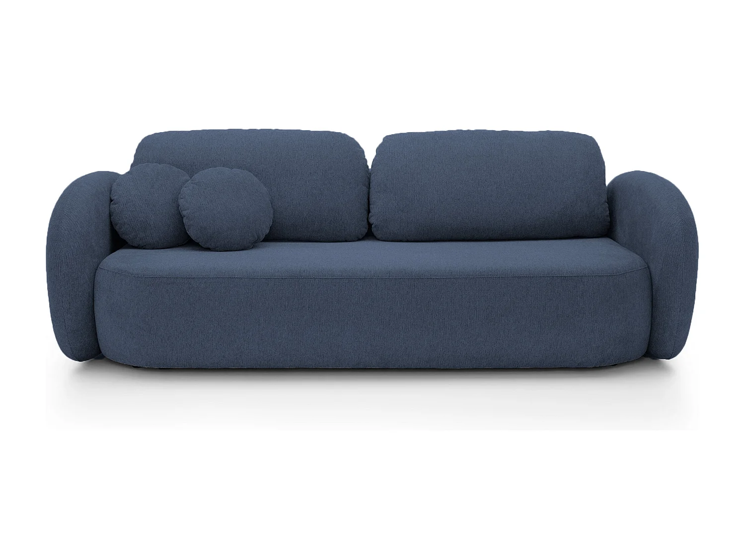 Canapé OLIO Convertible avec coffre, coussins décoratifs, fonction pliable, design scandinave, couchage 142x200 cm, pieds noirs, couleur BLEU