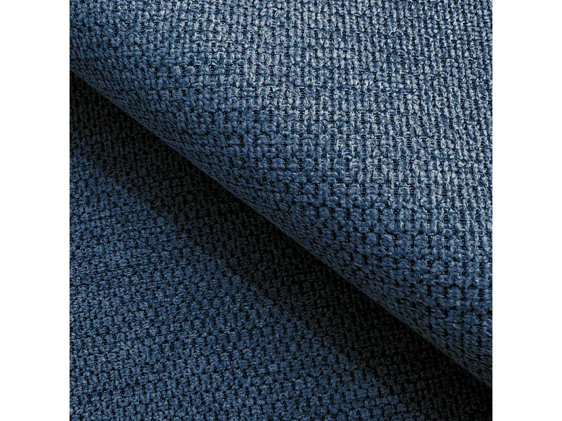 Canapé OLIO Convertible avec coffre, coussins décoratifs, fonction pliable, design scandinave, couchage 142x200 cm, pieds noirs, couleur BLEU