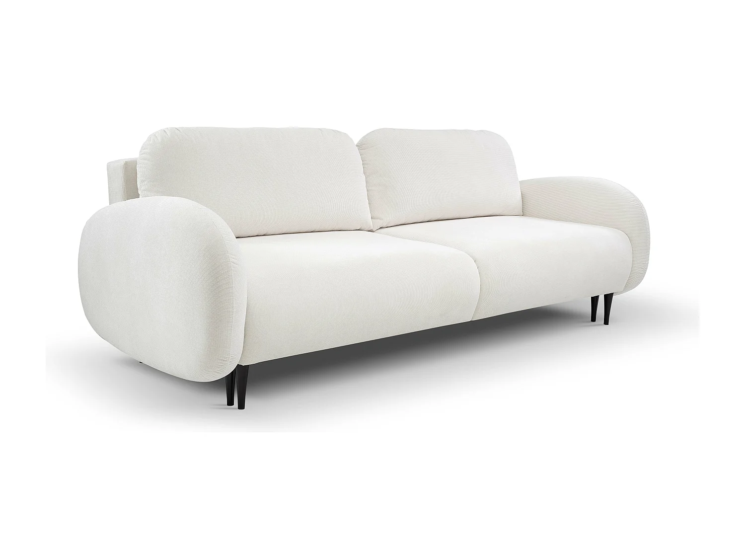 Sofa SOFT 2-osobowa, funkcja spania, pojemnik na pościel, 2 poduszki, styl nowoczesny, 232x95x109 cm, kolor: BIAŁY