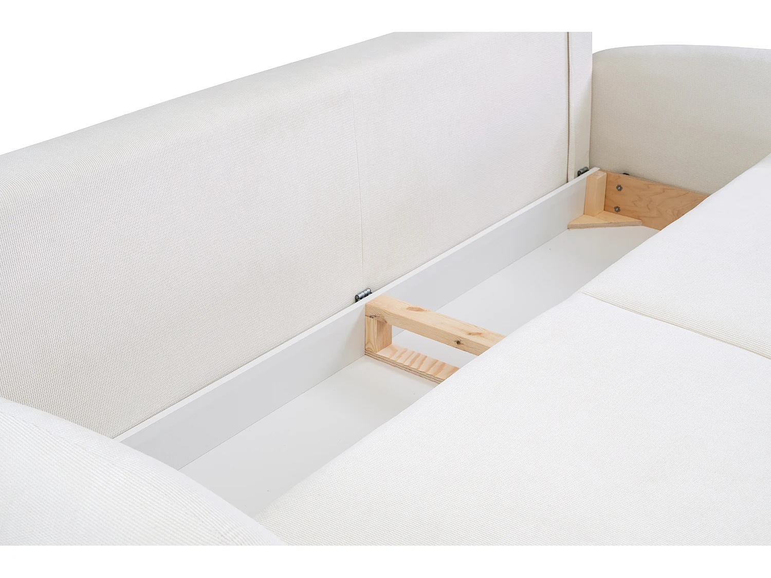 Canapé SOFT 2 places convertible, coffre de rangement, 2 coussins, style moderne, 232x95x109 cm, couleur : BLANC