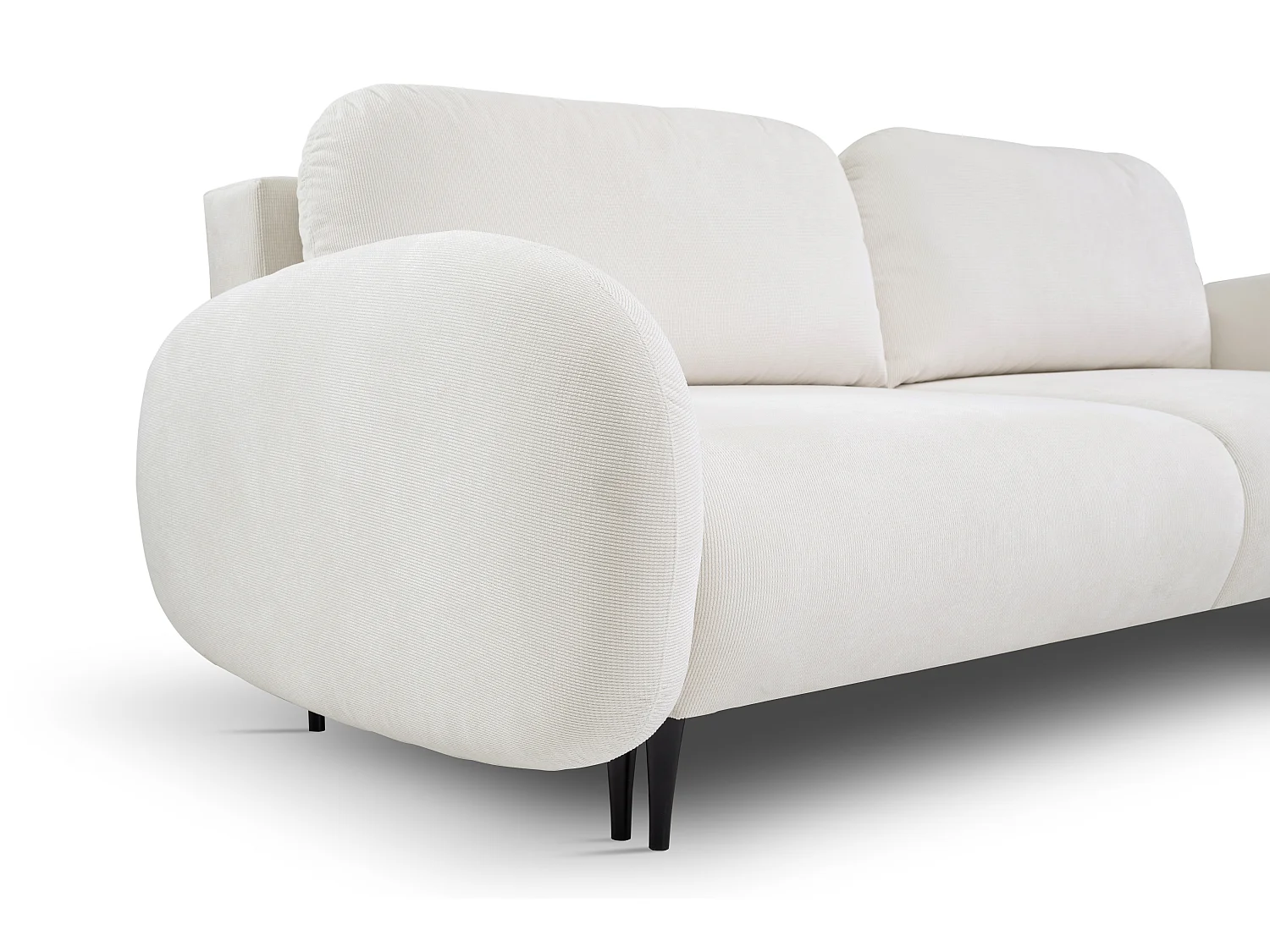 2-zitsbank SOFT – Slaapfunctie, opbergruimte, 2 kussens, modern design, 232x95x109 cm, kleur: WIT
