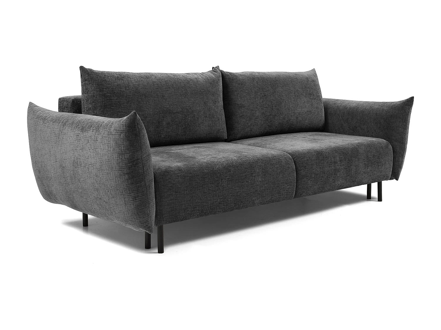 ADEL-Sofa, modernes Schlafsofa mit Stauraum, Silikonkissen, Wellenfedern, GRAPHIT, 145x200 cm