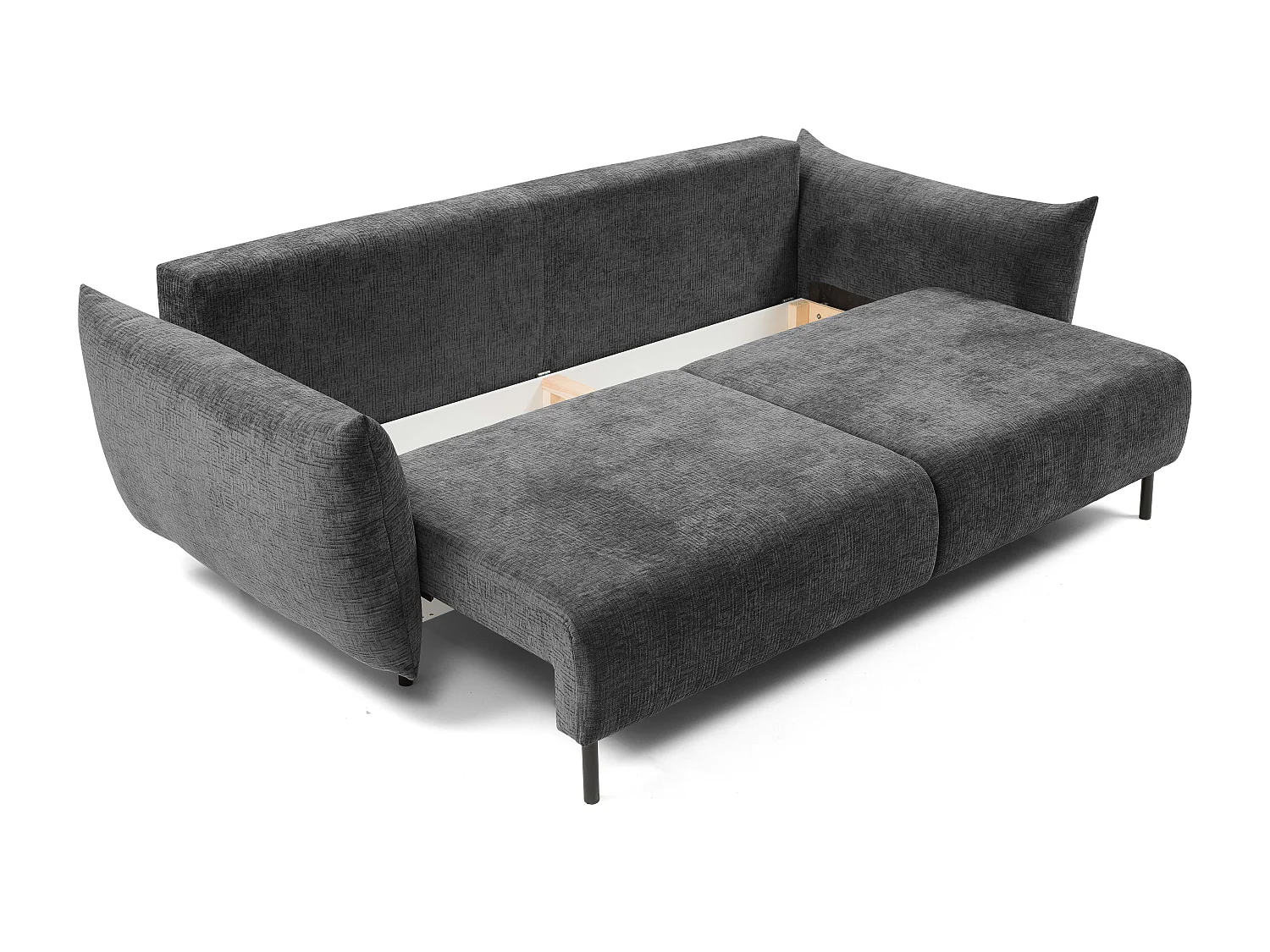 ADEL-Sofa, modernes Schlafsofa mit Stauraum, Silikonkissen, Wellenfedern, GRAPHIT, 145x200 cm