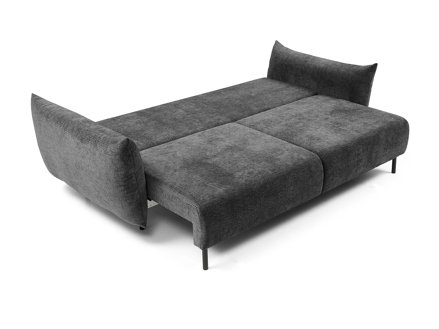 ADEL-Sofa, modernes Schlafsofa mit Stauraum, Silikonkissen, Wellenfedern, GRAPHIT, 145x200 cm