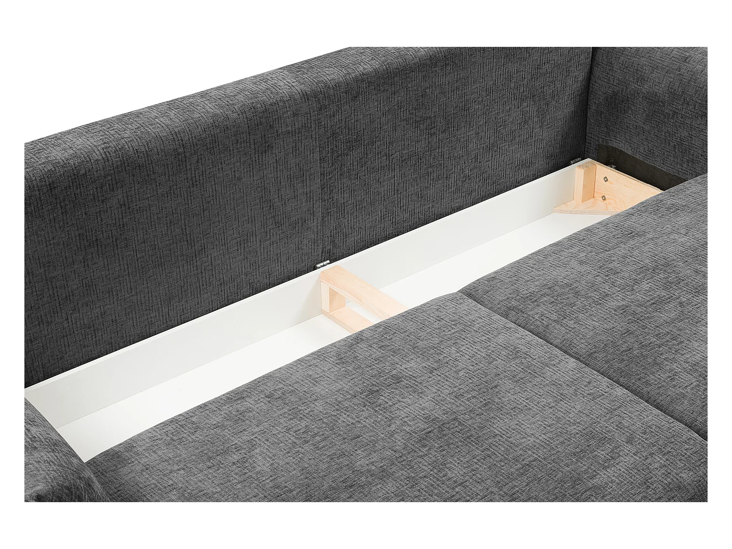 ADEL-Sofa, modernes Schlafsofa mit Stauraum, Silikonkissen, Wellenfedern, GRAPHIT, 145x200 cm