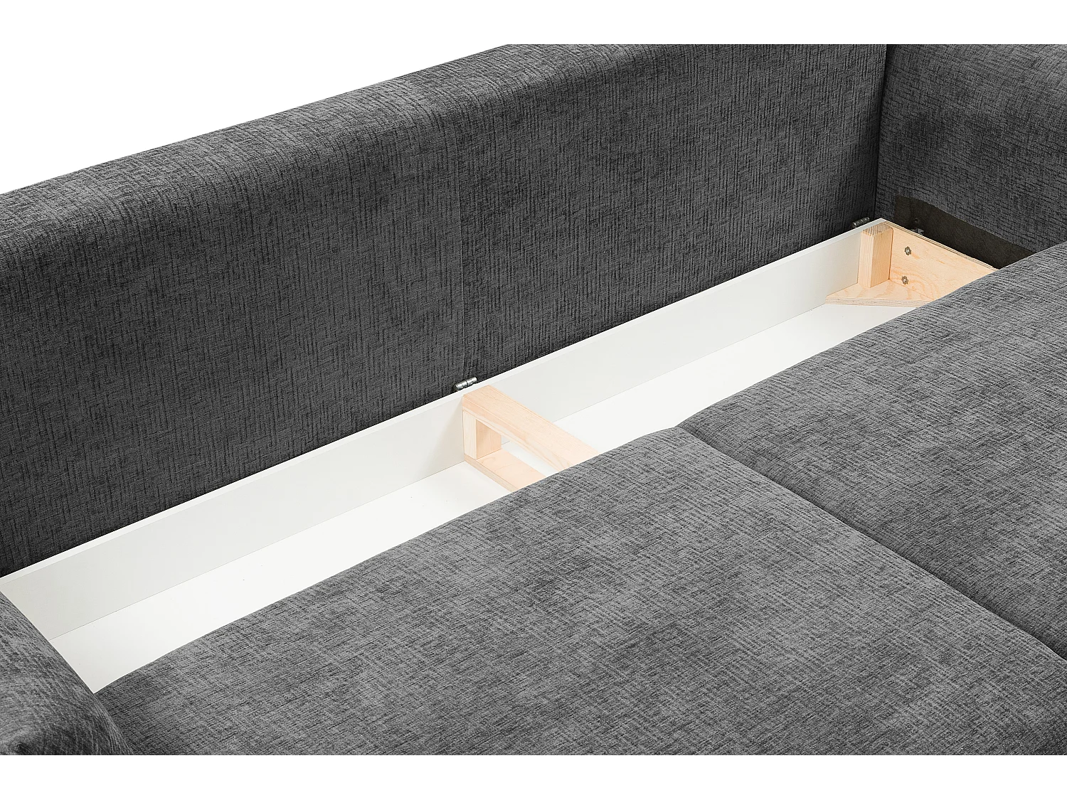 ADEL-bank – Moderne slaapbank met opbergruimte, siliconenkussens, golvende veren, GRAFIET, 145x200 cm