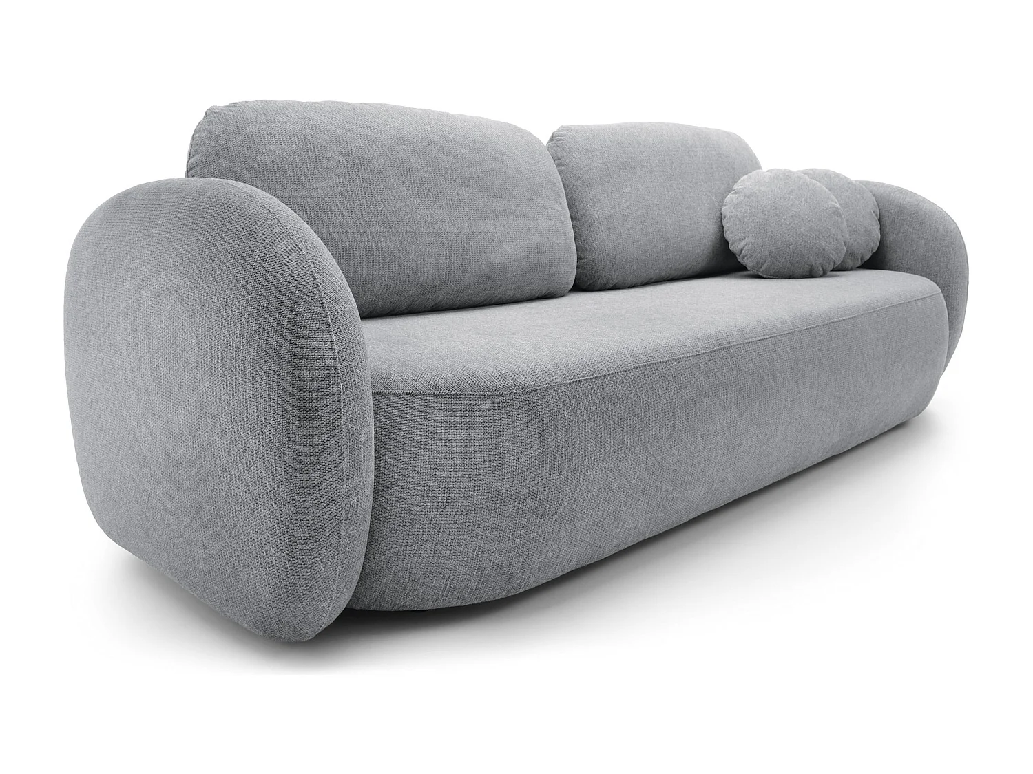 Sofa OLIO Schlafsofa mit Bettkasten, Dekokissen, Klappfunktion, skandinavisches Design, Farbe: GRAU