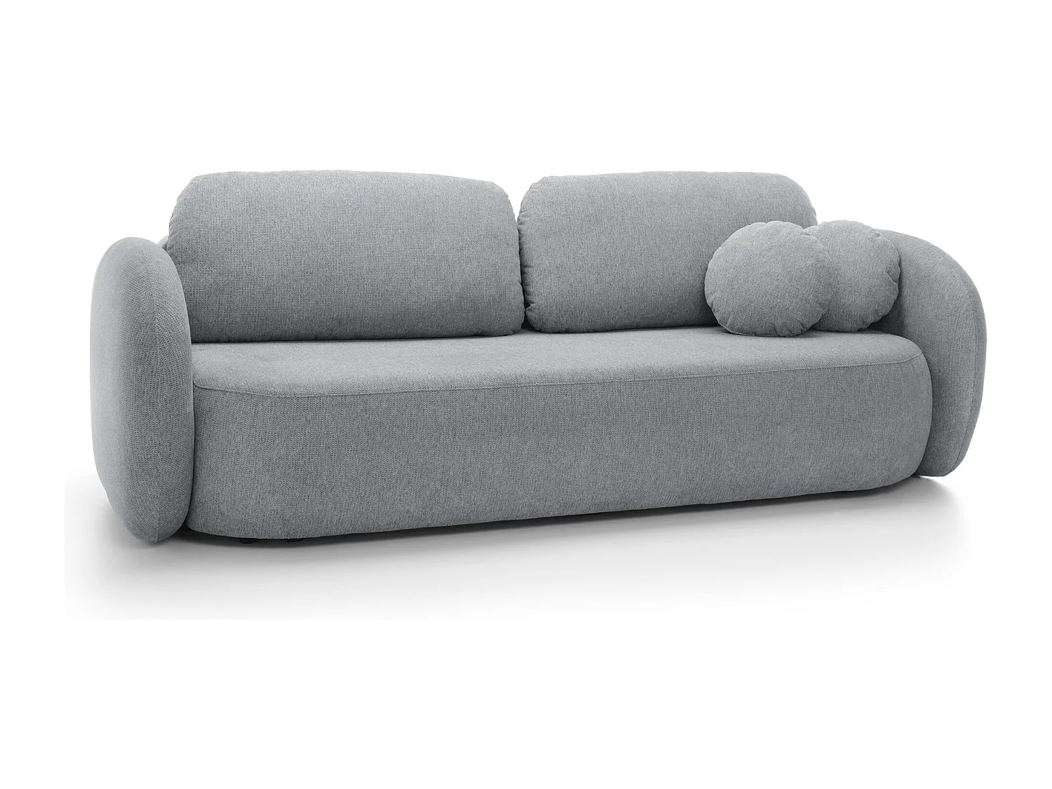 Canapé OLIO Convertible avec coffre, coussins décoratifs, fonction pliable, design scandinave, couchage 142x200 cm, pieds noirs, couleur GRIS