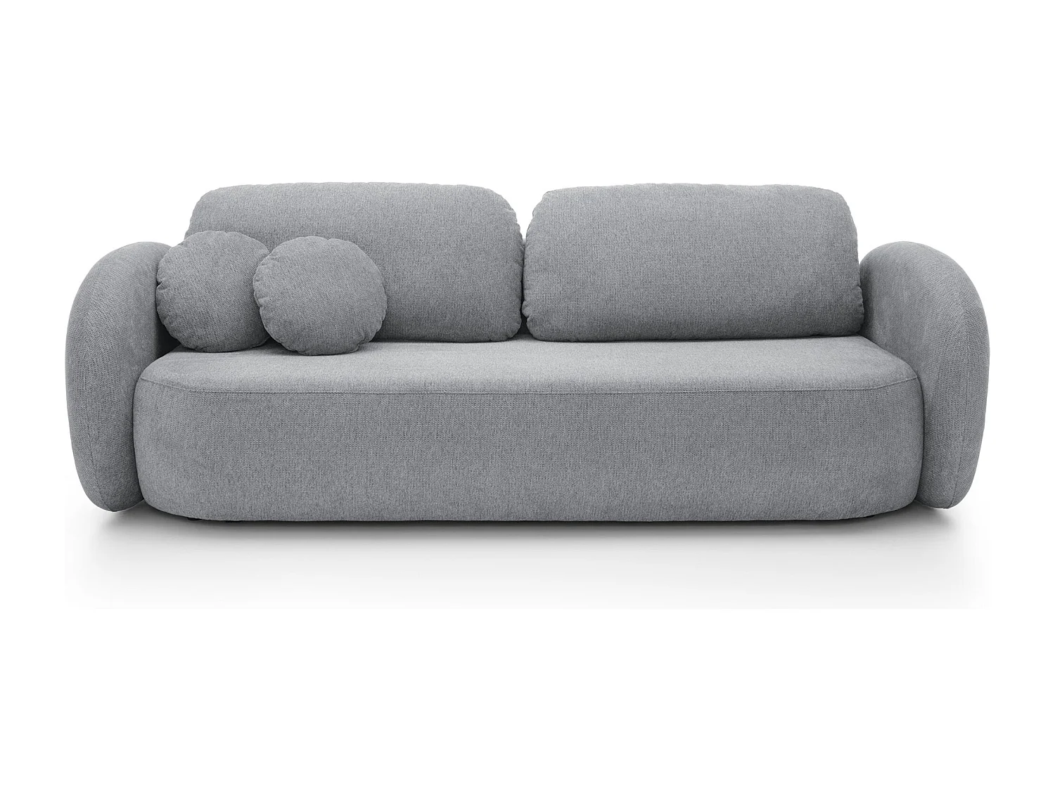 Canapé OLIO Convertible avec coffre, coussins décoratifs, fonction pliable, design scandinave, couchage 142x200 cm, pieds noirs, couleur GRIS
