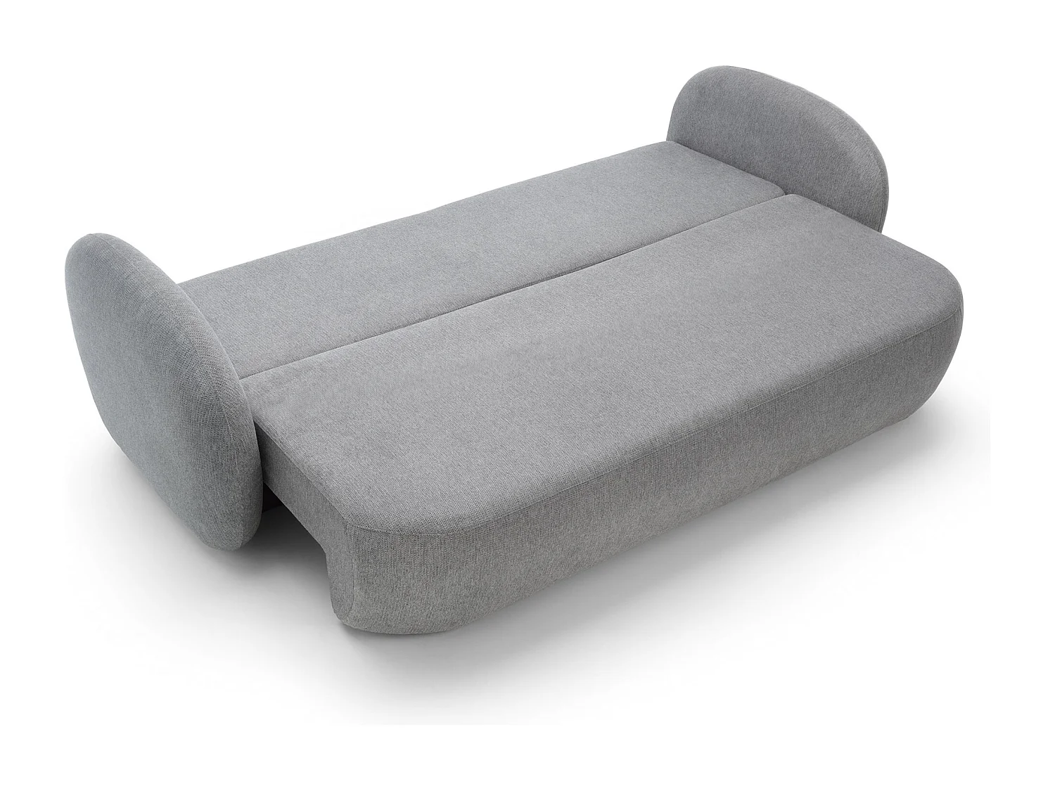Canapé OLIO Convertible avec coffre, coussins décoratifs, fonction pliable, design scandinave, couchage 142x200 cm, pieds noirs, couleur GRIS