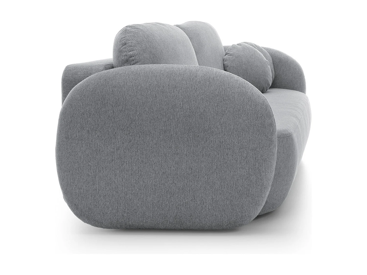 Canapé OLIO Convertible avec coffre, coussins décoratifs, fonction pliable, design scandinave, couchage 142x200 cm, pieds noirs, couleur GRIS