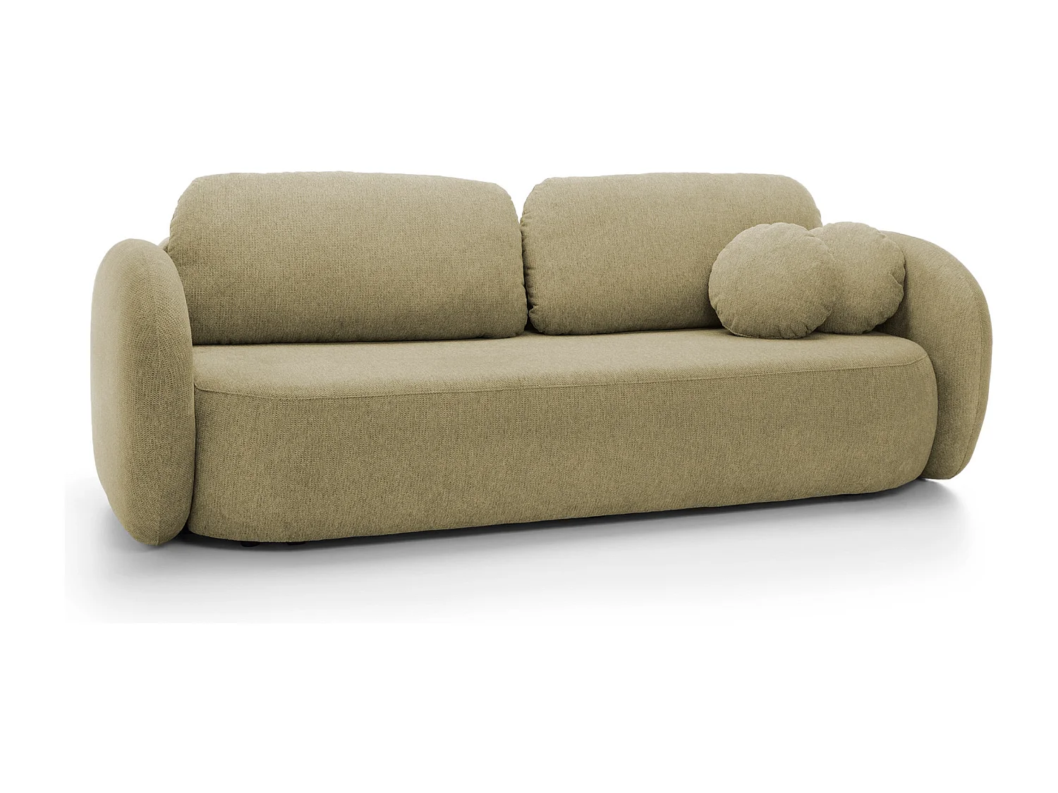 Sofa OLIO slaapbank met opbergdoos, decoratieve kussens, opvouwfunctie, Scandinavisch ontwerp, kleur: OLIEF