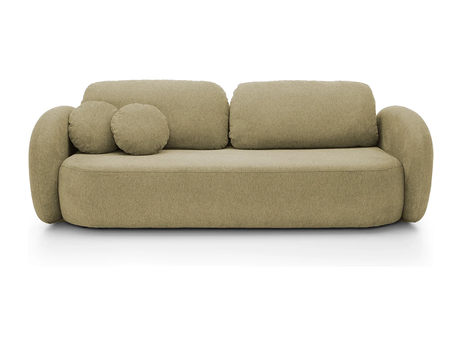 Sofa OLIO slaapbank met opbergdoos, decoratieve kussens, opvouwfunctie, Scandinavisch ontwerp, kleur: OLIEF