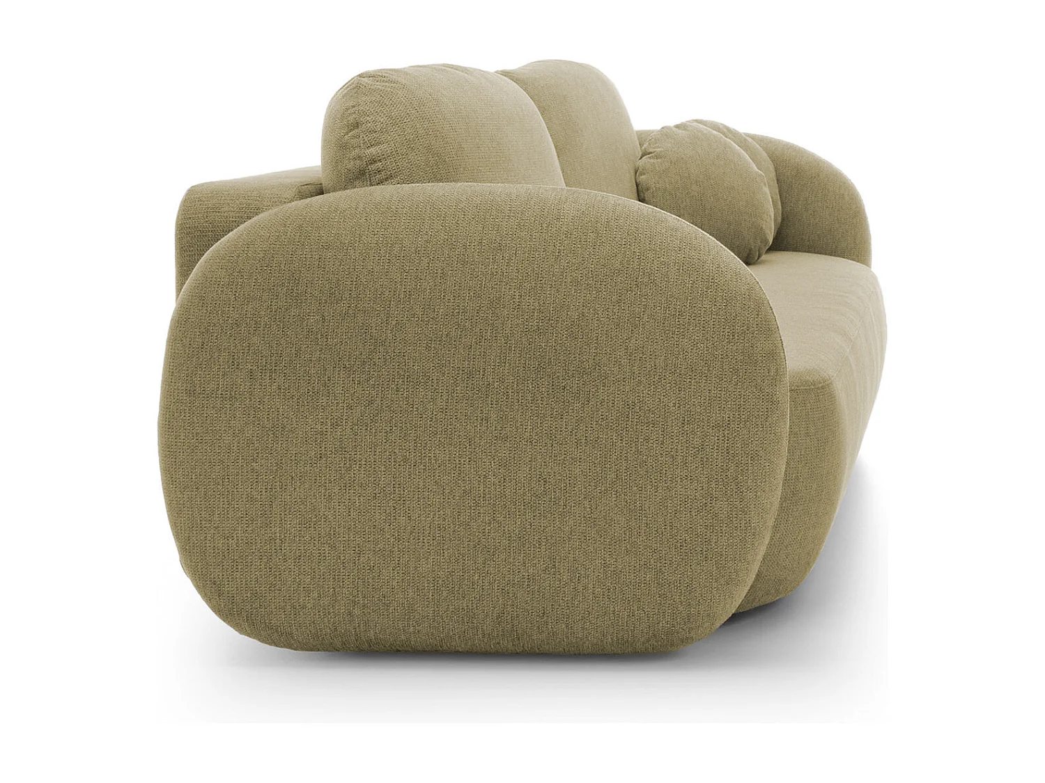 Sofa OLIO slaapbank met opbergdoos, decoratieve kussens, opvouwfunctie, Scandinavisch ontwerp, kleur: OLIEF