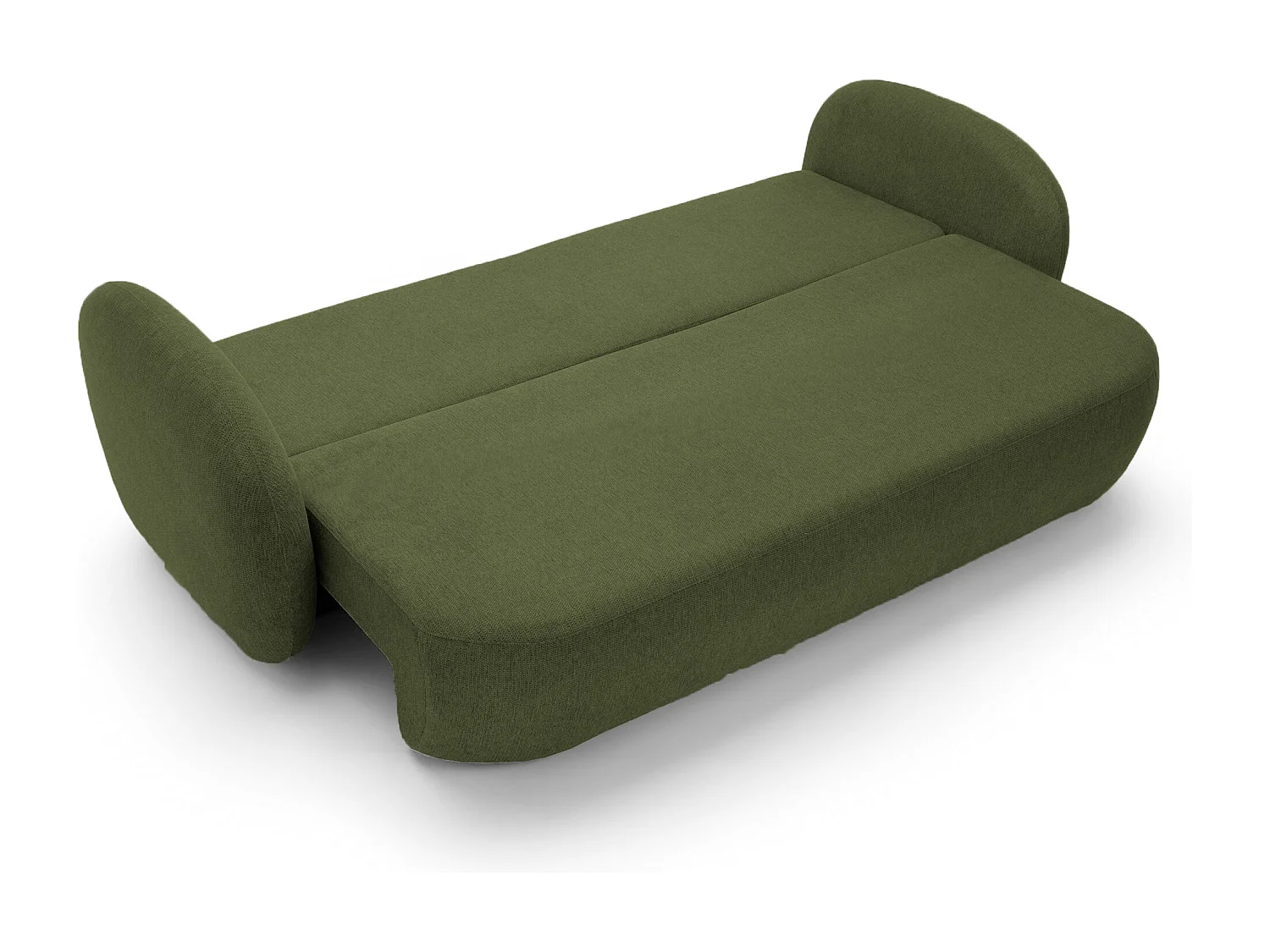 Sofa OLIO Schlafsofa mit Bettkasten, Dekokissen, Klappfunktion, skandinavisches Design, Farbe: GRÜN