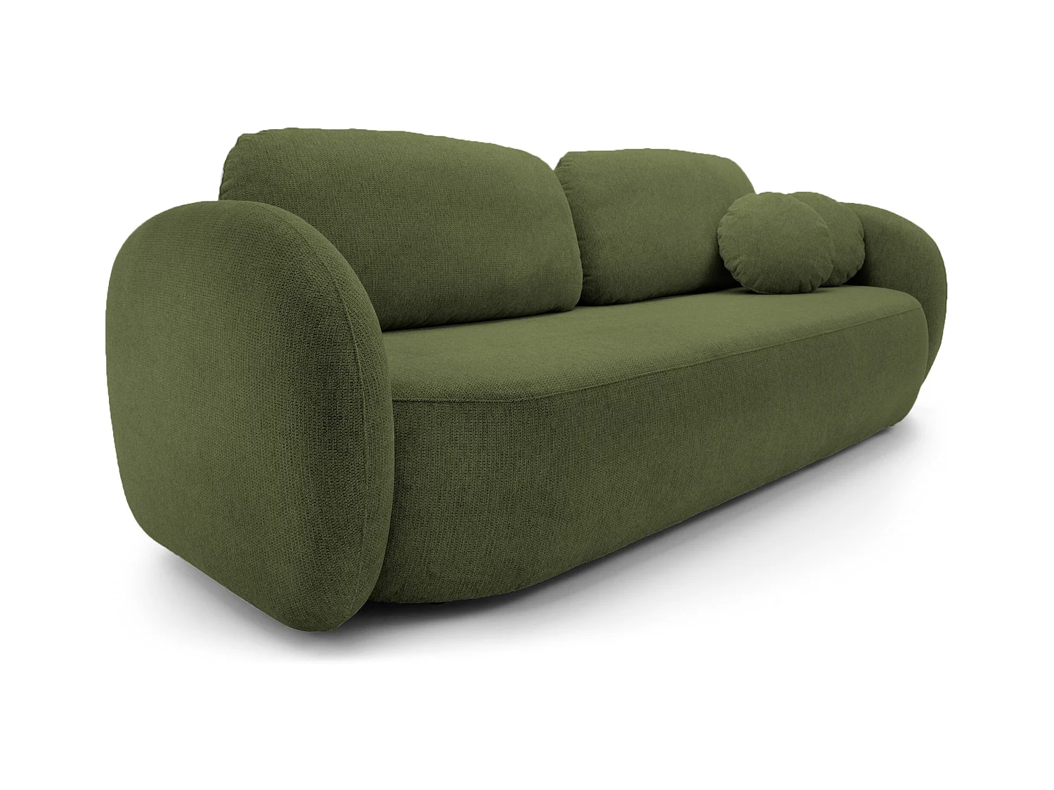 Sofa OLIO slaapbank met opbergdoos, decoratieve kussens, opvouwfunctie, Scandinavisch ontwerp, kleur: GROEN