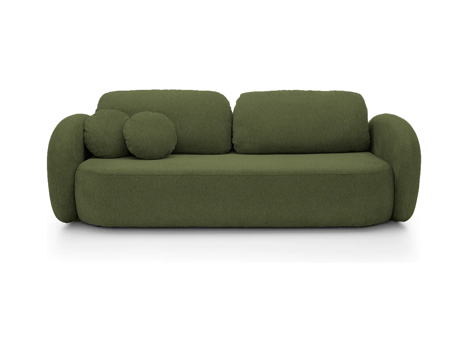 Sofa OLIO slaapbank met opbergdoos, decoratieve kussens, opvouwfunctie, Scandinavisch ontwerp, kleur: GROEN