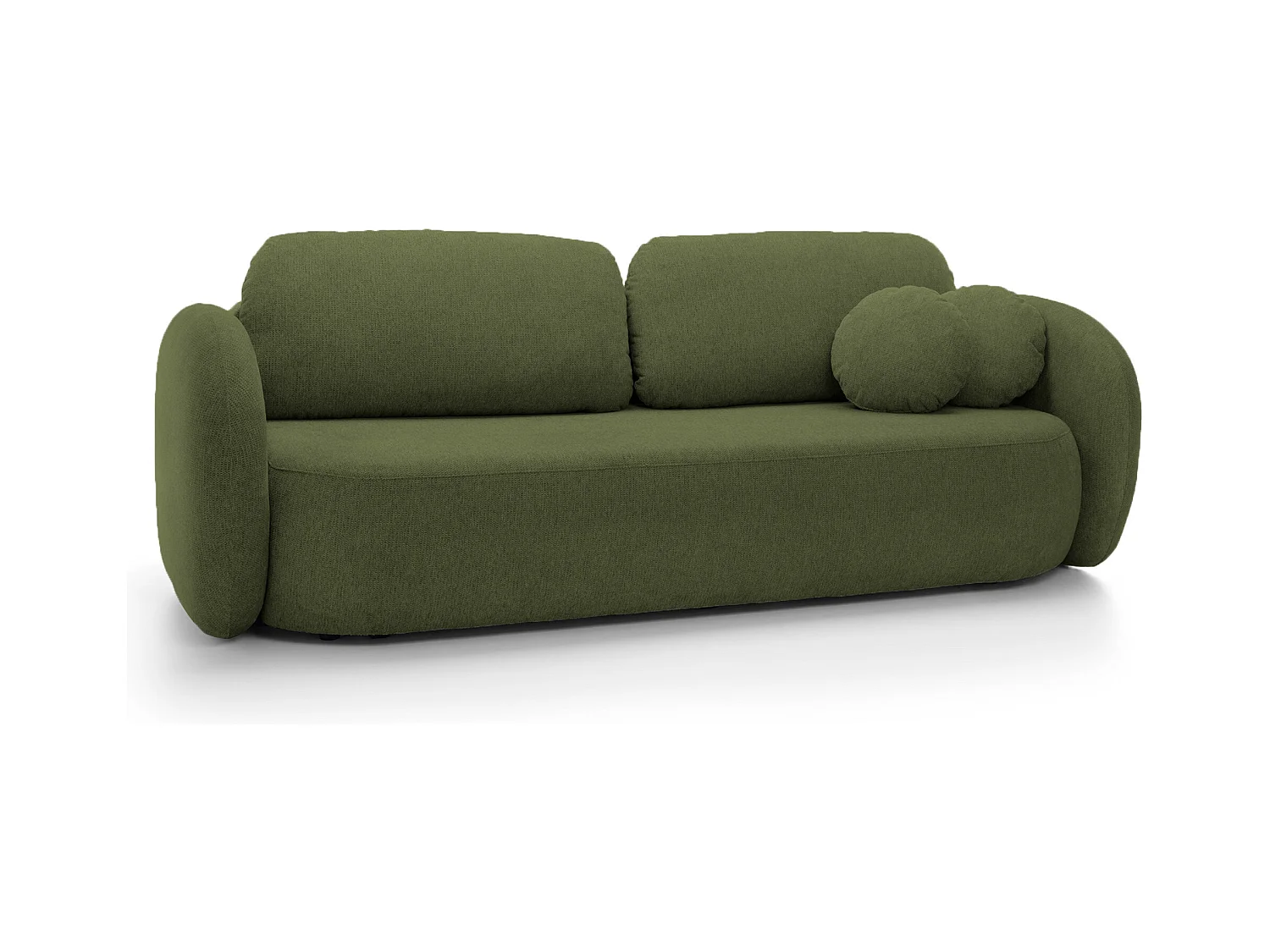 Sofa OLIO slaapbank met opbergdoos, decoratieve kussens, opvouwfunctie, Scandinavisch ontwerp, kleur: GROEN