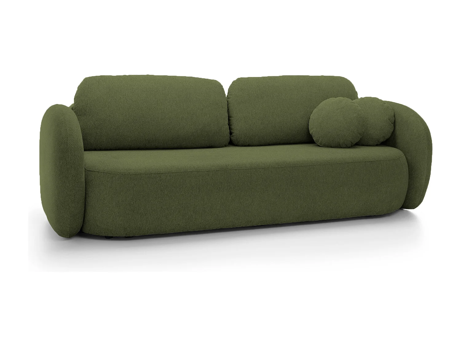 Sofa OLIO Schlafsofa mit Bettkasten, Dekokissen, Klappfunktion, skandinavisches Design, Farbe: GRÜN