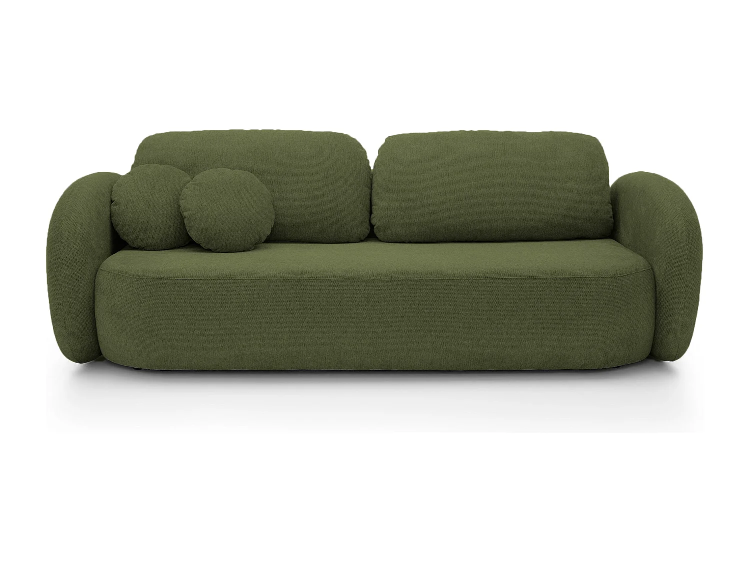 Sofa OLIO Schlafsofa mit Bettkasten, Dekokissen, Klappfunktion, skandinavisches Design, Farbe: GRÜN