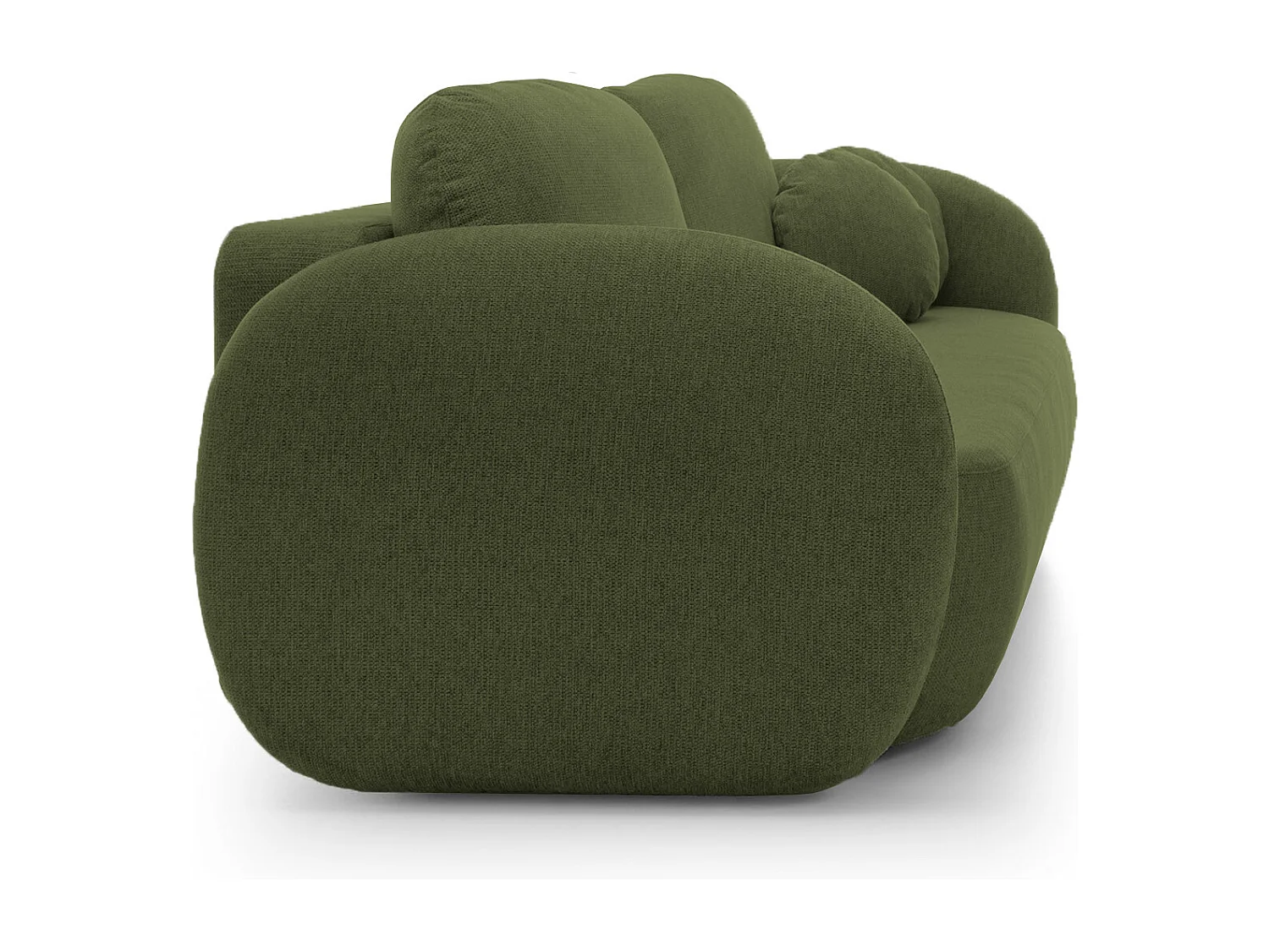 Sofa OLIO Schlafsofa mit Bettkasten, Dekokissen, Klappfunktion, skandinavisches Design, Farbe: GRÜN