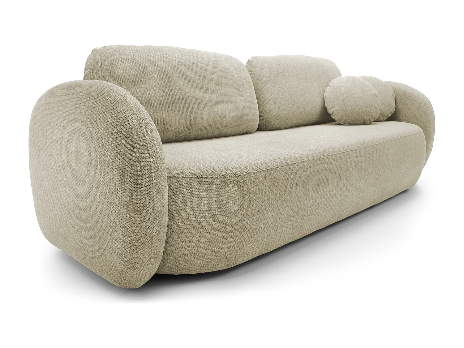 Sofa OLIO slaapbank met opbergdoos, decoratieve kussens, opvouwfunctie, Scandinavisch ontwerp, kleur: BEIGE