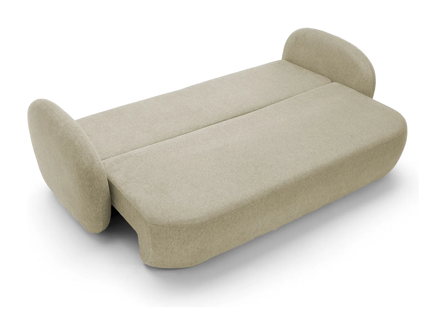 Canapé OLIO Convertible avec coffre, coussins décoratifs, fonction pliable, design scandinave, couchage 142x200 cm, pieds noirs, couleur BEIGE