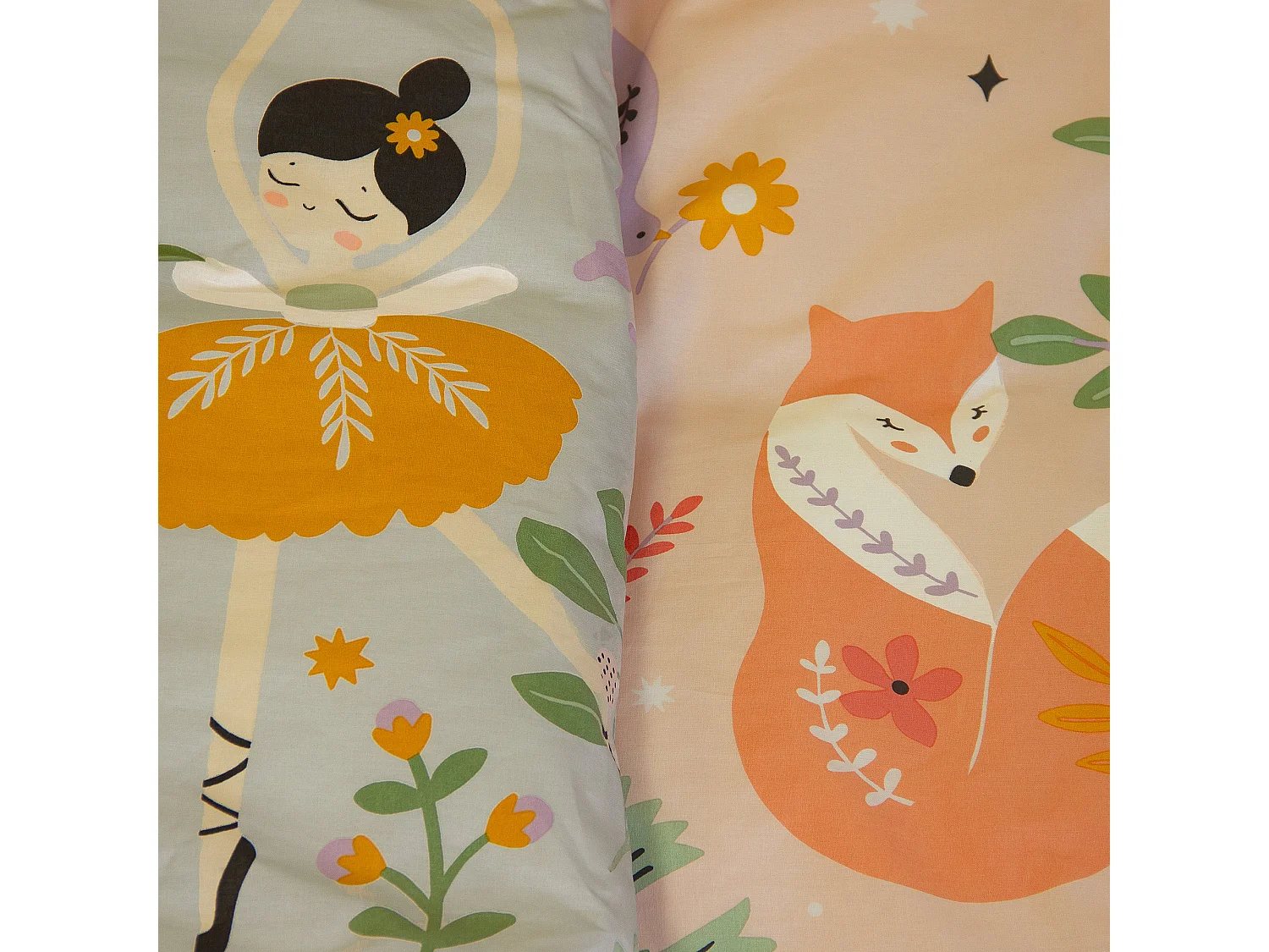 Parure de lit enfant 140x200 cm coton LA DAME A LICORNE rose 2 pièces