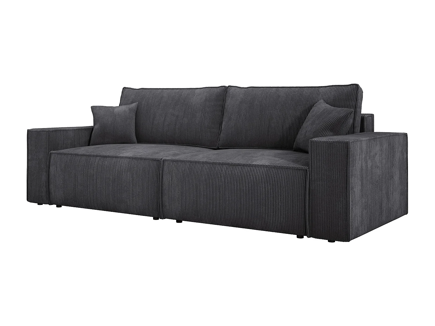 Canapé d'angle Kasjo avec fonction de couchage et coffre de rangement, tissu doux et élastique, côté droit, 245x90x83 cm, couleur : Gris anthracite
