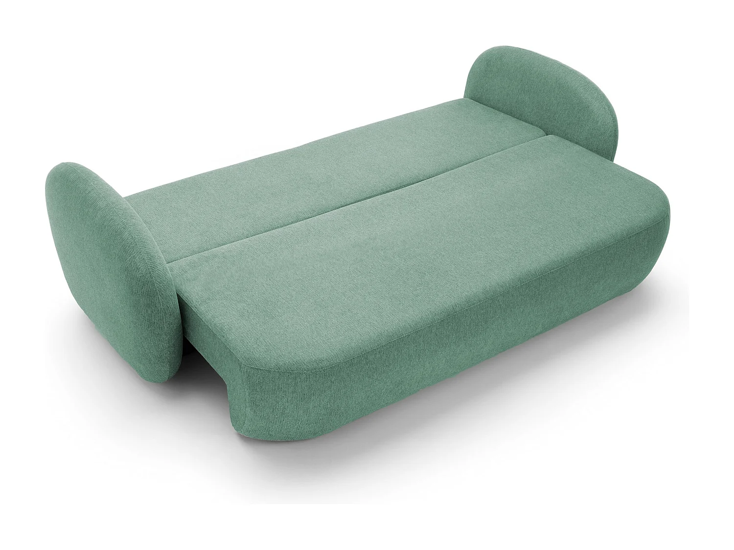 Sofa OLIO rozkładana z pojemnikiem, poduszki dekoracyjne, funkcja składania, design skandynawski, kolor: JASNY ZIELONY