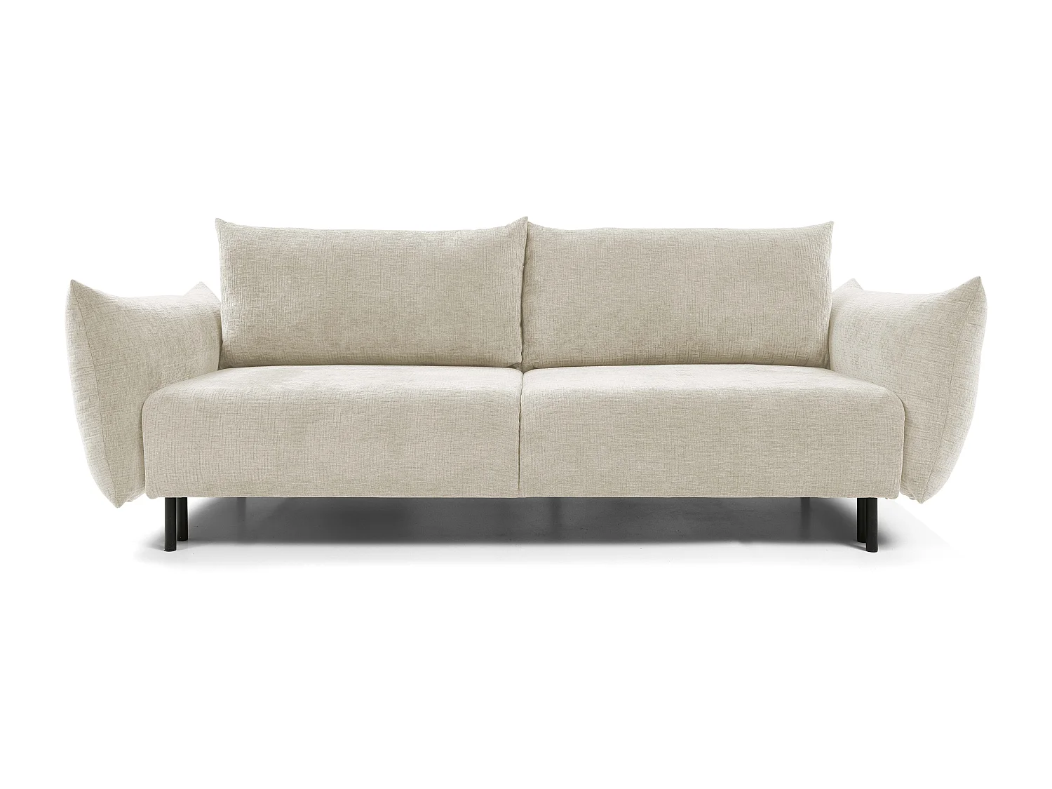 ADEL-Sofa nowoczesna sofa z funkcją spania, pojemnikiem, silikonowe poduszki, sprężyny faliste, ECRU, 145x200 cm