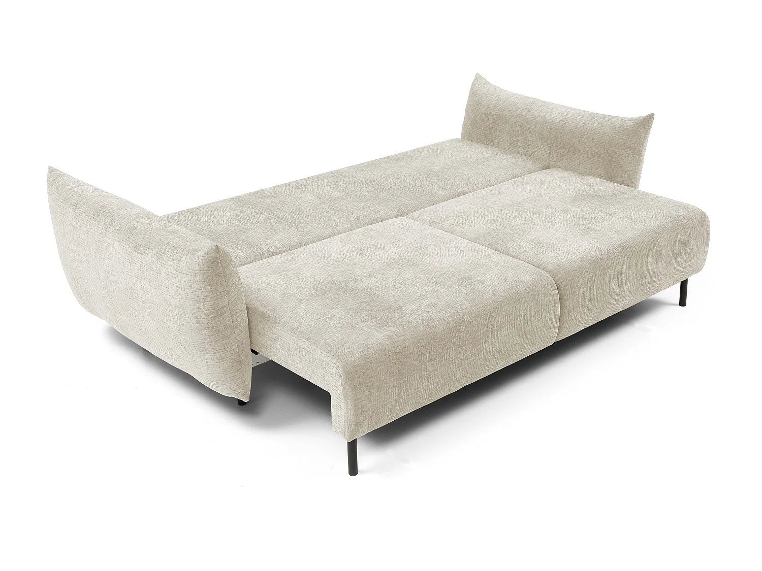 ADEL-Sofa nowoczesna sofa z funkcją spania, pojemnikiem, silikonowe poduszki, sprężyny faliste, ECRU, 145x200 cm