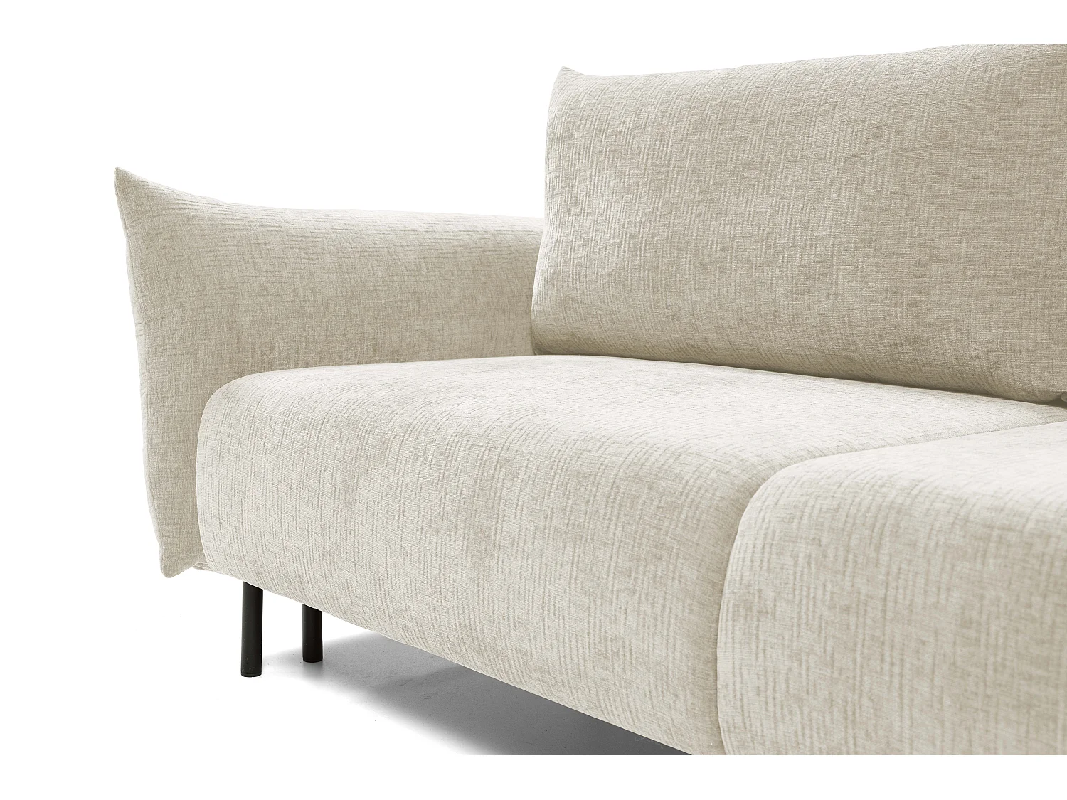 ADEL-Sofa nowoczesna sofa z funkcją spania, pojemnikiem, silikonowe poduszki, sprężyny faliste, ECRU, 145x200 cm