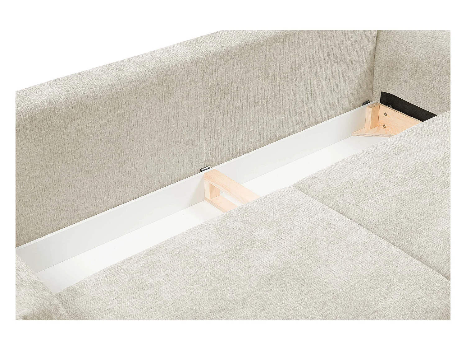 ADEL-Sofa, modernes Schlafsofa mit Stauraum, Silikonkissen, Wellenfedern, ECRU, 145x200 cm