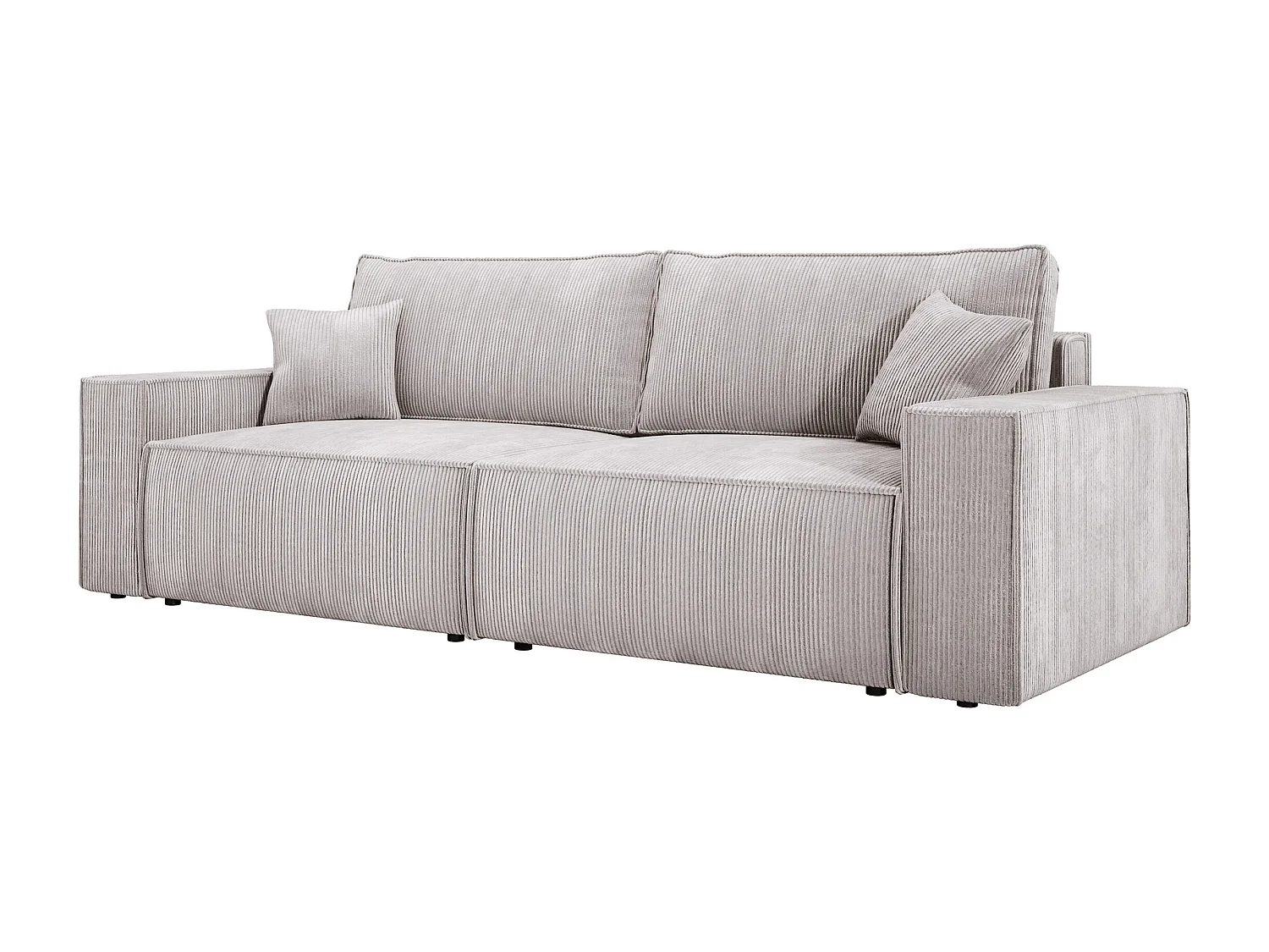 Canapé d'angle Kasjo avec fonction de couchage et coffre de rangement, tissu doux et élastique, côté droit, 245x90x83 cm, couleur : Beige sale