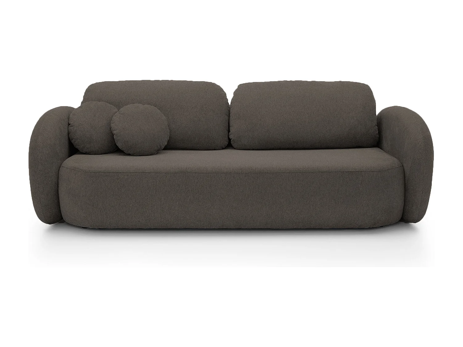 Canapé OLIO Convertible avec coffre, coussins décoratifs, fonction pliable, design scandinave, couchage 142x200 cm, pieds noirs, couleur ANTHRACITE