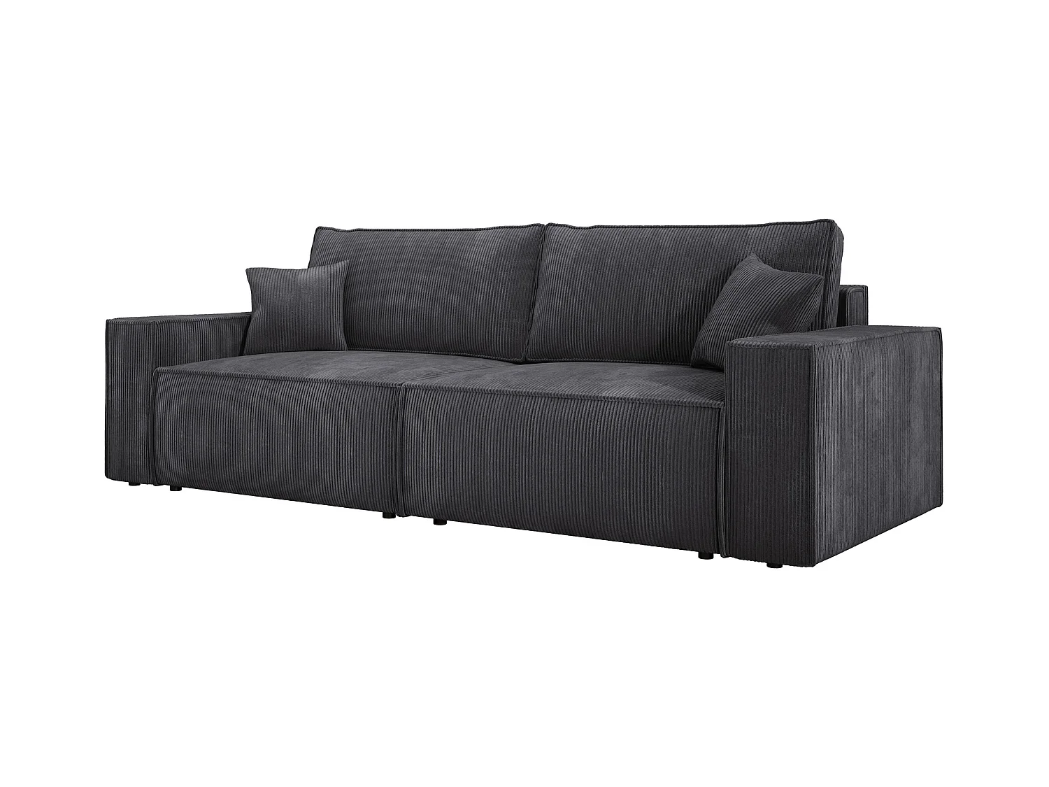 Hoekbank Kasjo met slaapfunctie, opbergruimte, zachte stof, flexibel, linkerkant, 245x90x83 cm, kleur: Grafiet