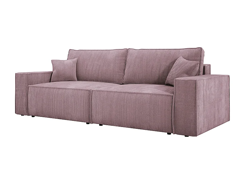 Hoekbank Kasjo met slaapfunctie, opbergruimte, zachte stof, flexibel, rechterkant, 245x90x83 cm, kleur: Poederroze