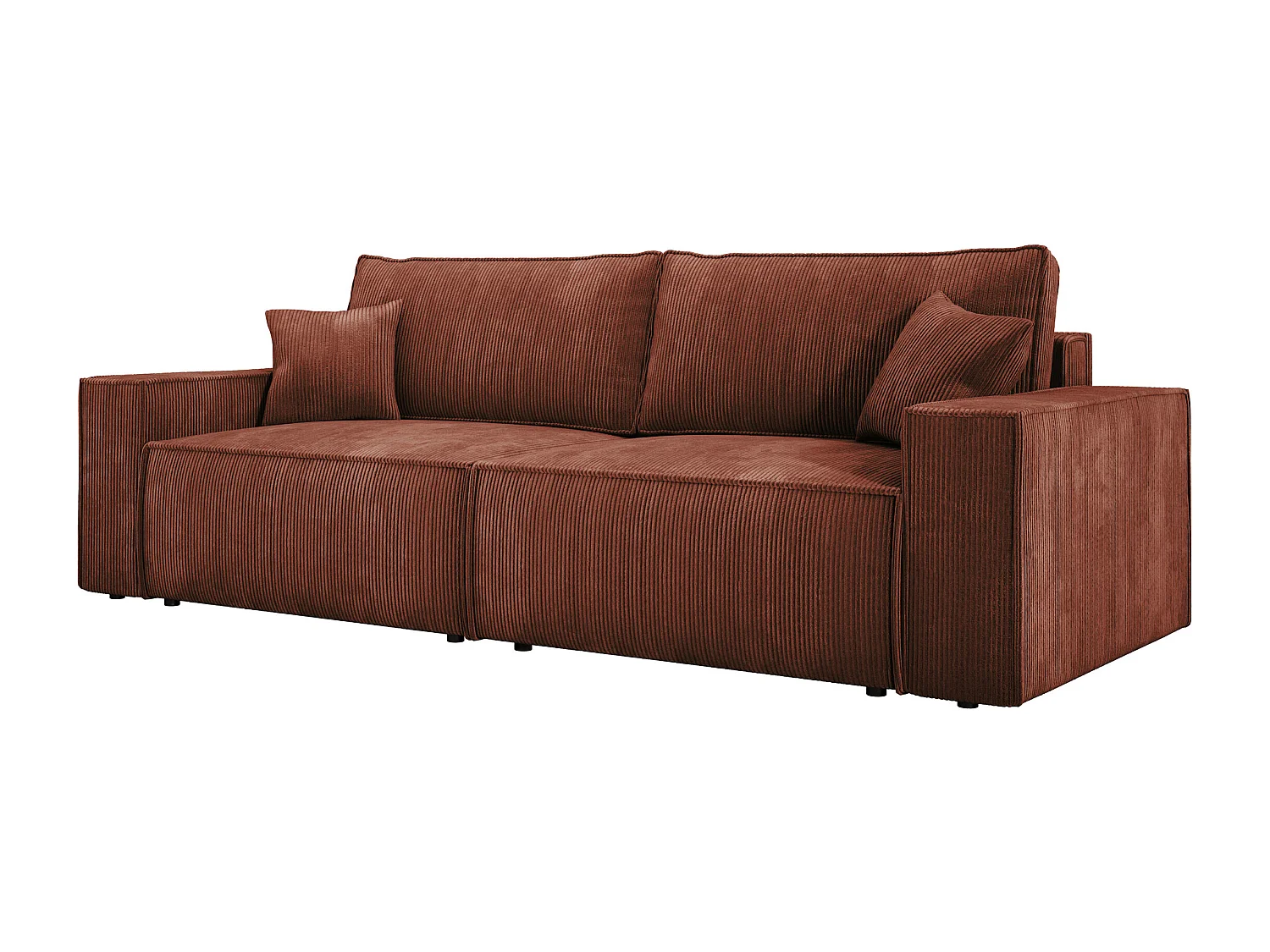 Canapé d'angle Kasjo avec fonction de couchage et coffre de rangement, tissu doux et élastique, côté droit, 245x90x83 cm, couleur : Marron