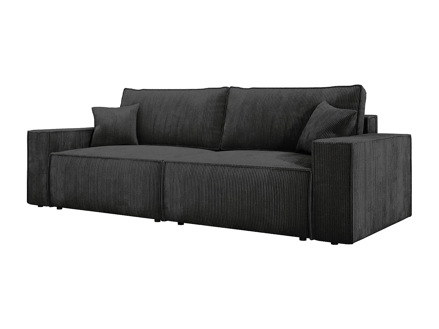 Canapé d'angle Kasjo avec fonction de couchage et coffre de rangement, tissu doux et élastique, côté gauche, 245x90x83 cm, couleur : Noir