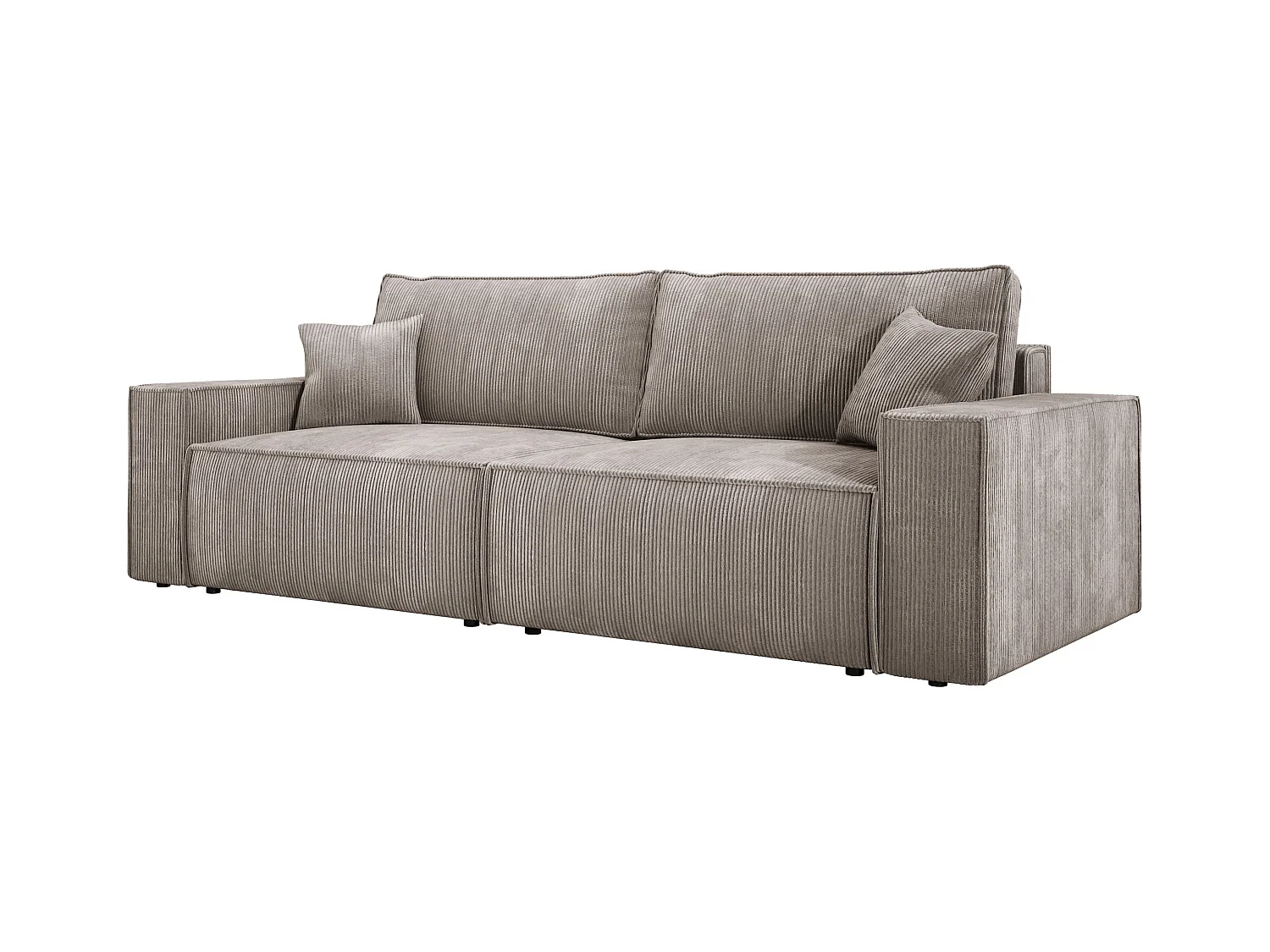 Hoekbank Kasjo met slaapfunctie, opbergruimte, zachte stof, flexibel, rechterkant, 245x90x83 cm, kleur: Cappuccino